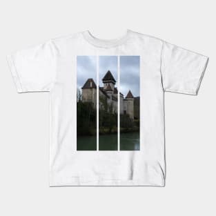 The castle of Cleron is a 14th-century castle on the river Loue in the Bourgogne-Franche-Comte. Cloudy winter day. (vertical) Kids T-Shirt